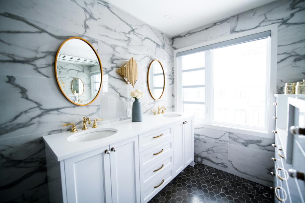 Modern bathroom with glass shower