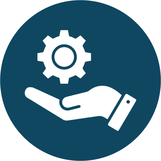 Hand holding a gear icon